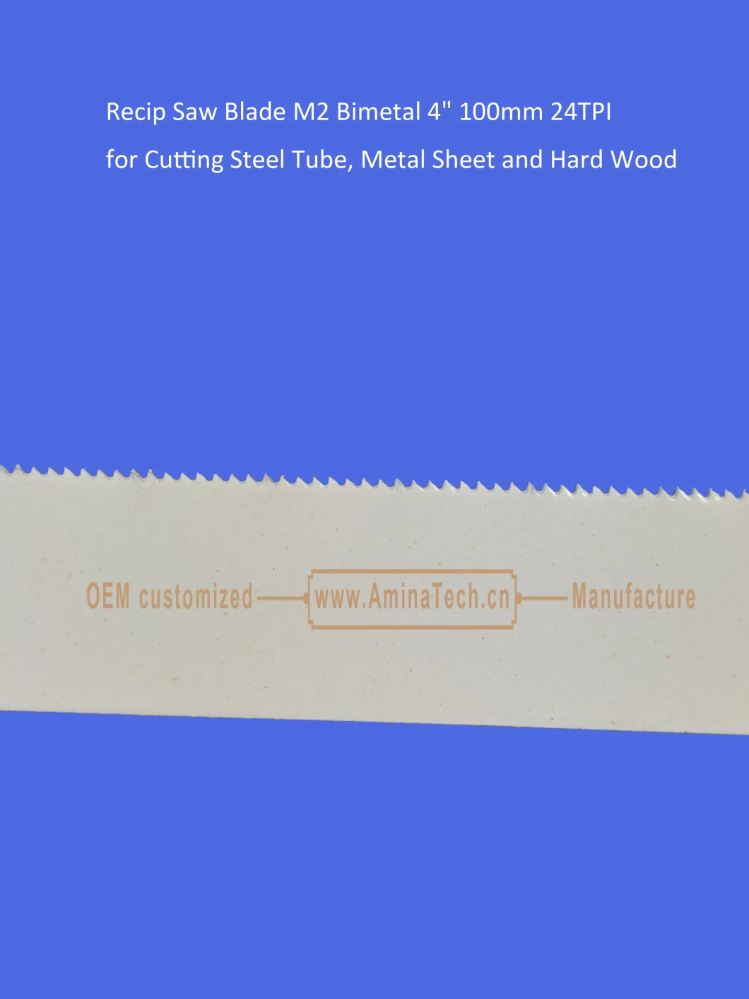 Recip Saw Blade M2 Bimetal 4" 100mm 24TPI for Cutting Steel Tube, Metal Sheet and Hard Wood,Reciprocating,Sabre Saw ,Power Tools