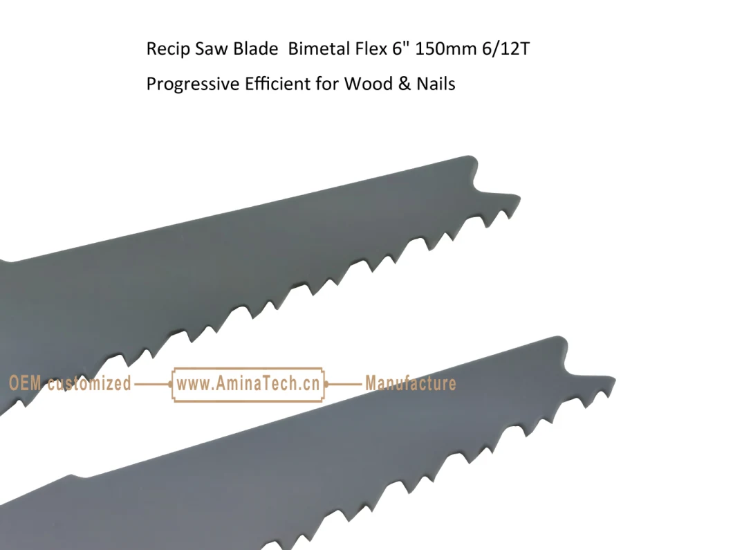 Recip Saw Blade Bimetal Flex 6" 150mm 6/12T Progressive Efficient for Wood & Nails,Reciprocating,Sabre Saw ,Power Tools