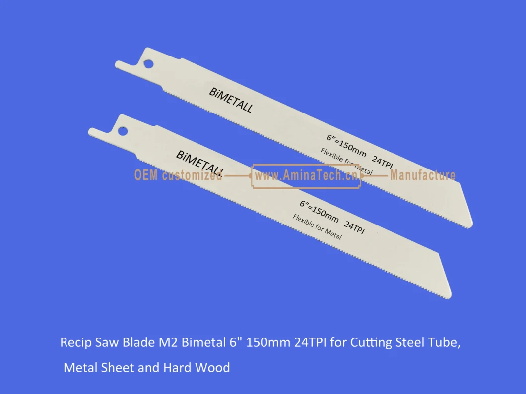 Recip Saw Blade M2 Bimetal 6" 150mm 24TPI for Cutting Steel Tube, Metal Sheet and Hard Wood,Reciprocating,Sabre Saw ,Power Tools