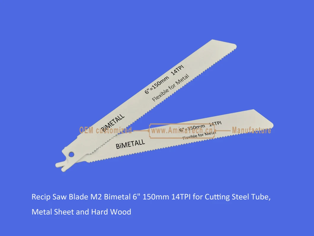 Recip Saw Blade M2 Bimetal 6" 150mm 14TPI for Cutting Steel Tube, Metal Sheet and Hard Wood,Reciprocating,Sabre Saw ,Power Tools