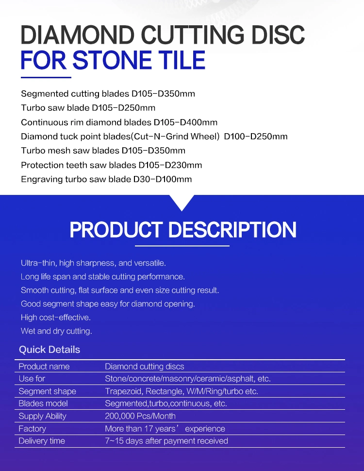 OEM Diamond Blade for Cutting Quartz to Cut Steel